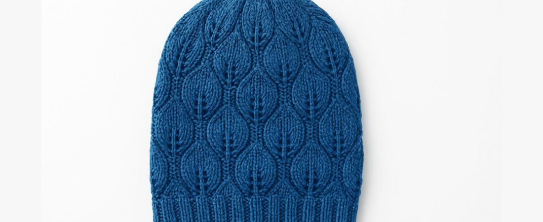 Free Unisex Leaf Lace Hat Knitting Pattern for Beginners | Step-by-Step Tutorial.
