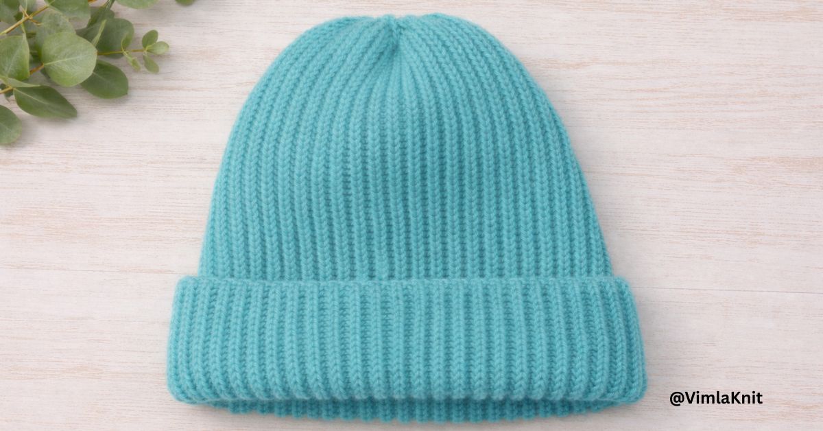 Beginner-Friendly 1-Row Beanie Knitting Pattern Using Basic Knit and Purl Stitches.