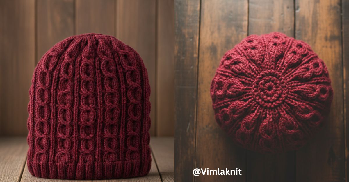 Free Winter Twisted Beanie Knitting Pattern for Beginners – Easy Unisex Hat Tutorial by Vimla Knit.