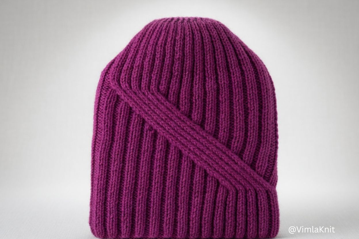 Free Easy Ribbed Knit Beanie Hat Pattern for Beginners Step-by-Step Knitting Tutorial.