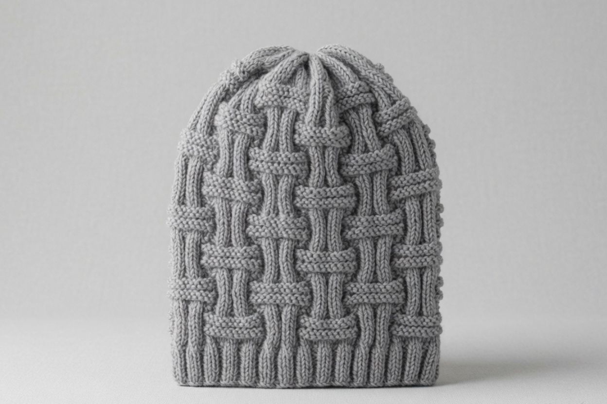 Easy Double Basket Rib Stitch Unisex Beanie Knitting Pattern- Beginner Friendly Knitting Tutorial by Vimla Negi.