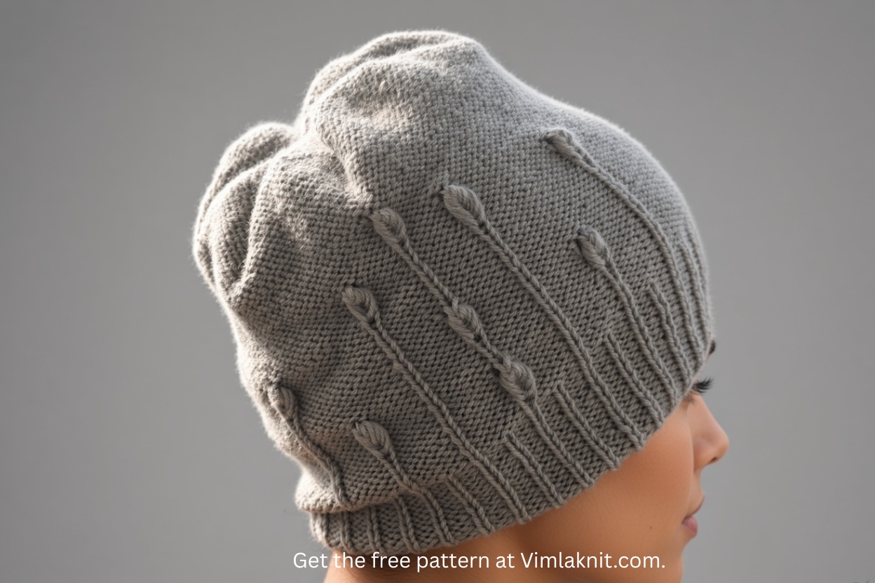 Easy Leaf Beanie Knitting Pattern for Beginners (Free + Video).